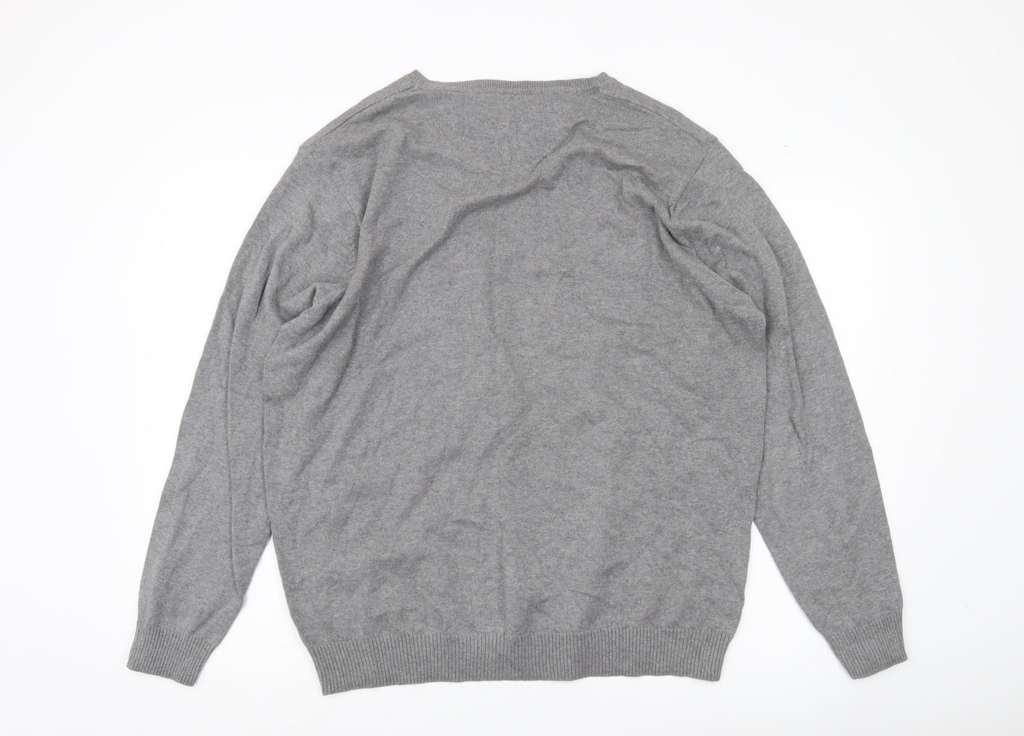 Jeff Banks Men's Grey XL V-Neck Cotton Pullover Jumper