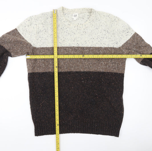 GAP Men’s Brown Striped Wool Blend Knit Pullover Jumper M