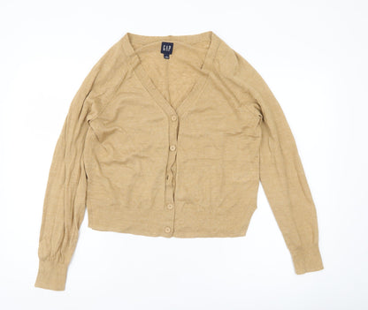 GAP Women’s Beige Linen Cotton Cardigan Jumper S V-Neck Long Sleeve