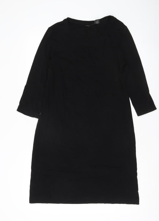 Tahari Women Black S Shift Knee Length Jersey Dress