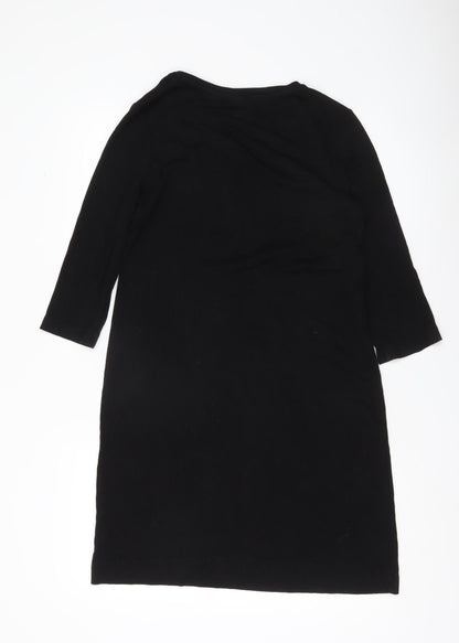Tahari Women Black S Shift Knee Length Jersey Dress