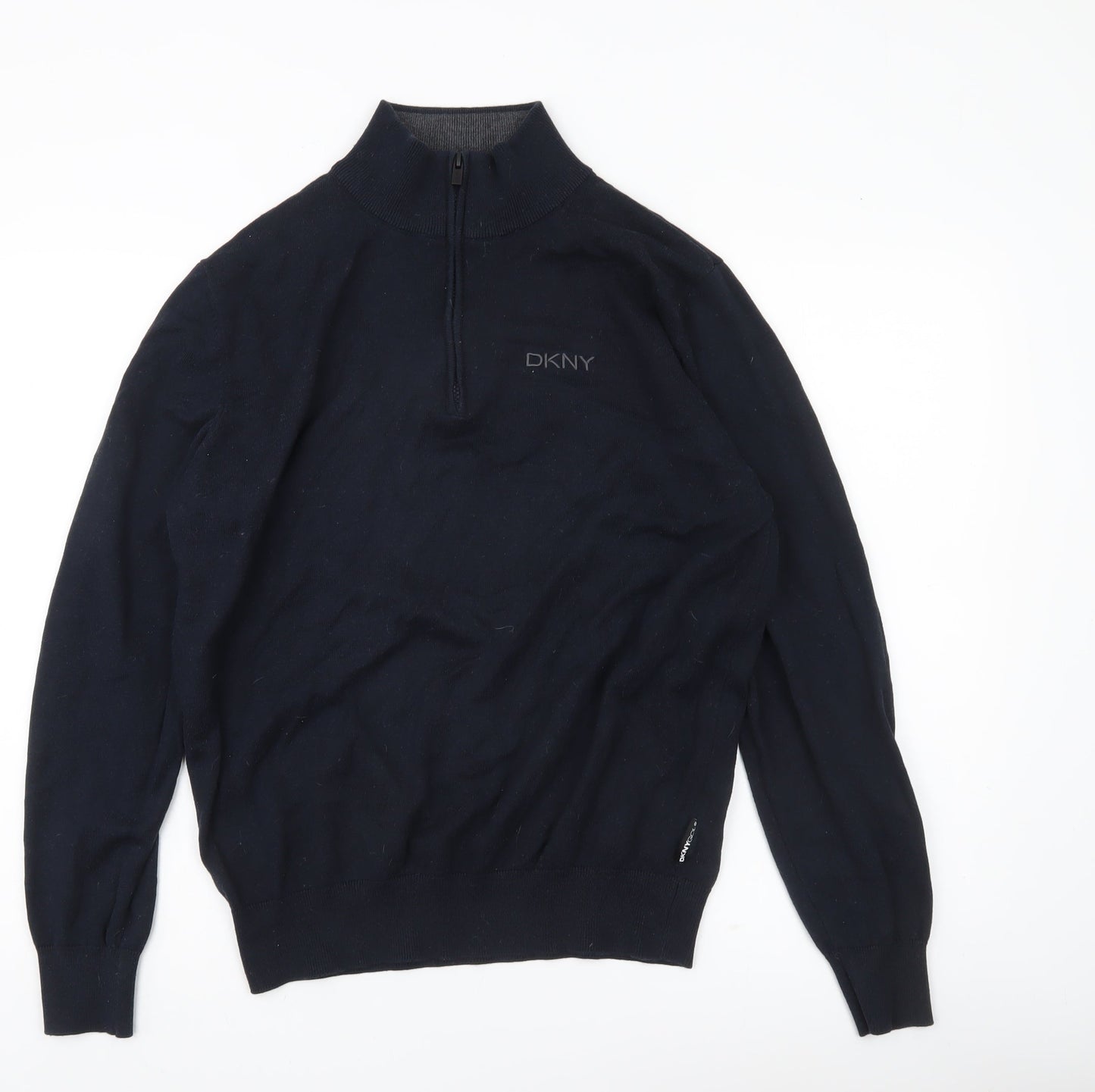 DKNY Golf Mens Blue L 1/4 Zip Mock Neck Pullover Jumper
