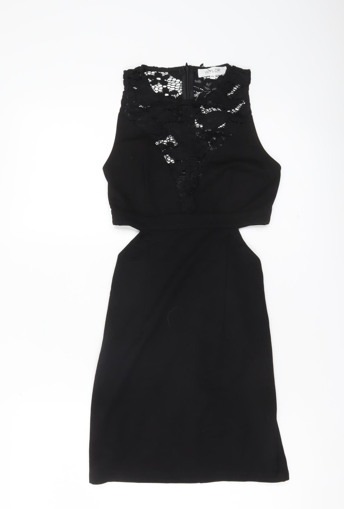 Wyldr Womens Black XS Bodycon Lace Cut Out Cocktail Dress