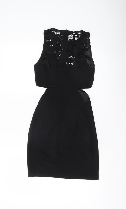 Wyldr Womens Black XS Bodycon Lace Cut Out Cocktail Dress