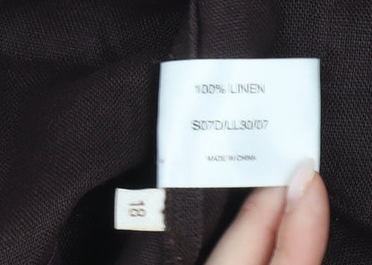 Elvi Women’s Brown Linen Blazer Jacket Size 18 Short Sleeve Workwear