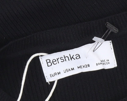 Bershka Womens Black Sleeveless Bodycon Cut Out Knit Dress M