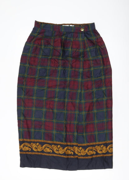 JHC Women’s Multicoloured Plaid Midi Pencil Skirt Size 10 Rayon