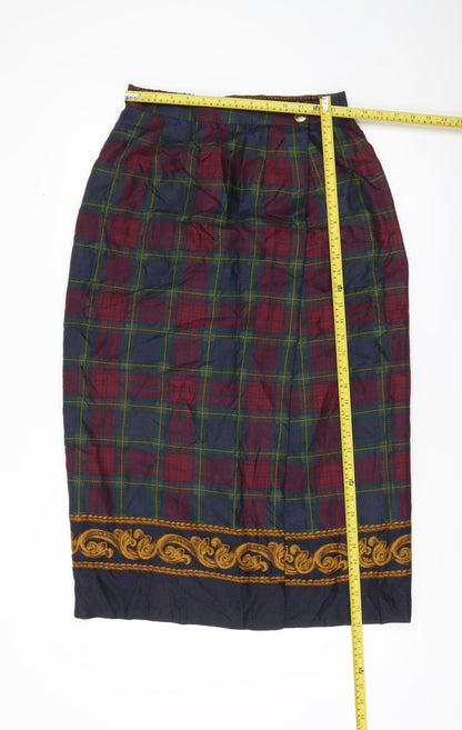 JHC Women’s Multicoloured Plaid Midi Pencil Skirt Size 10 Rayon