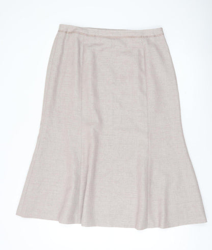 Jacques Vert Womens Beige Midi Flared Skirt Size 16 Formal Lined