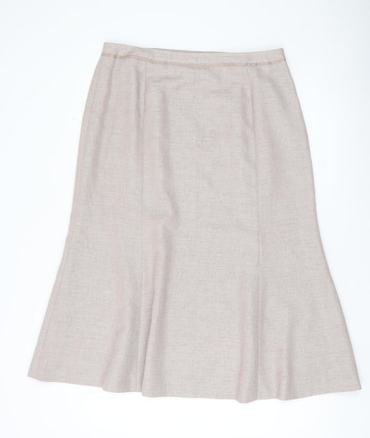 Jacques Vert Womens Beige Midi Flared Skirt Size 16 Formal Lined