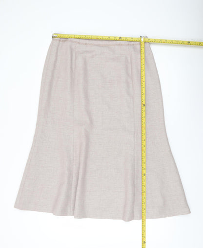 Jacques Vert Womens Beige Midi Flared Skirt Size 16 Formal Lined