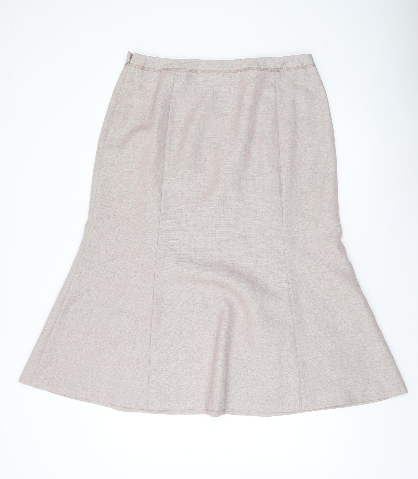 Jacques Vert Womens Beige Midi Flared Skirt Size 16 Formal Lined