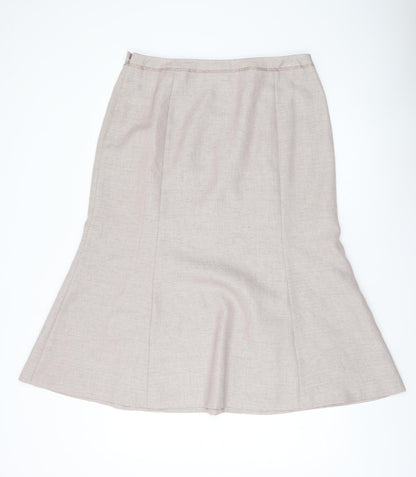 Jacques Vert Womens Beige Midi Flared Skirt Size 16 Formal Lined
