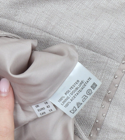 Jacques Vert Womens Beige Midi Flared Skirt Size 16 Formal Lined