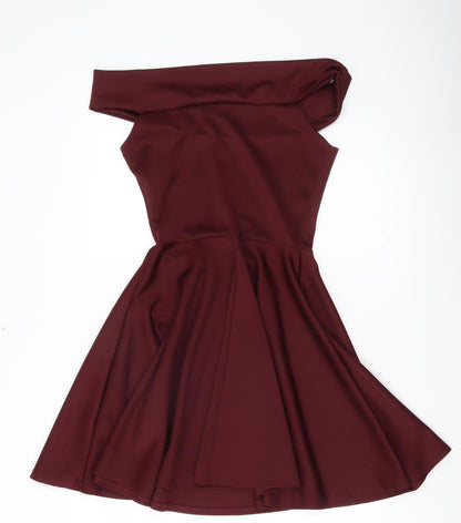 Boohoo Women’s Red Off Shoulder Skater Dress Size 10