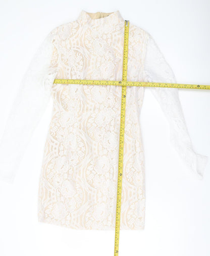 PrettyLittleThing Women’s Ivory Lace Sheath Mini Dress UK 10