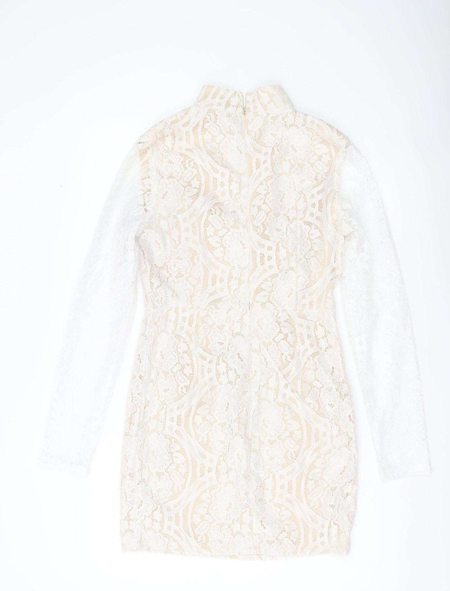 PrettyLittleThing Women’s Ivory Lace Sheath Mini Dress UK 10