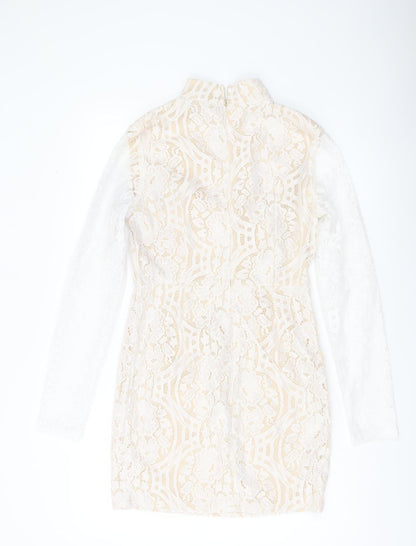 PrettyLittleThing Women’s Ivory Lace Sheath Mini Dress UK 10