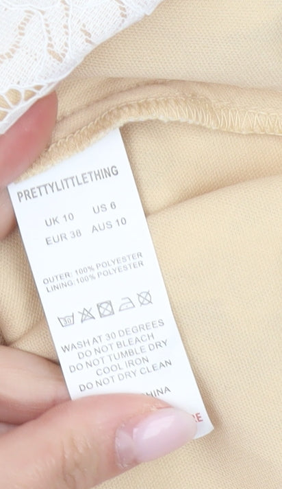 PrettyLittleThing Women’s Ivory Lace Sheath Mini Dress UK 10