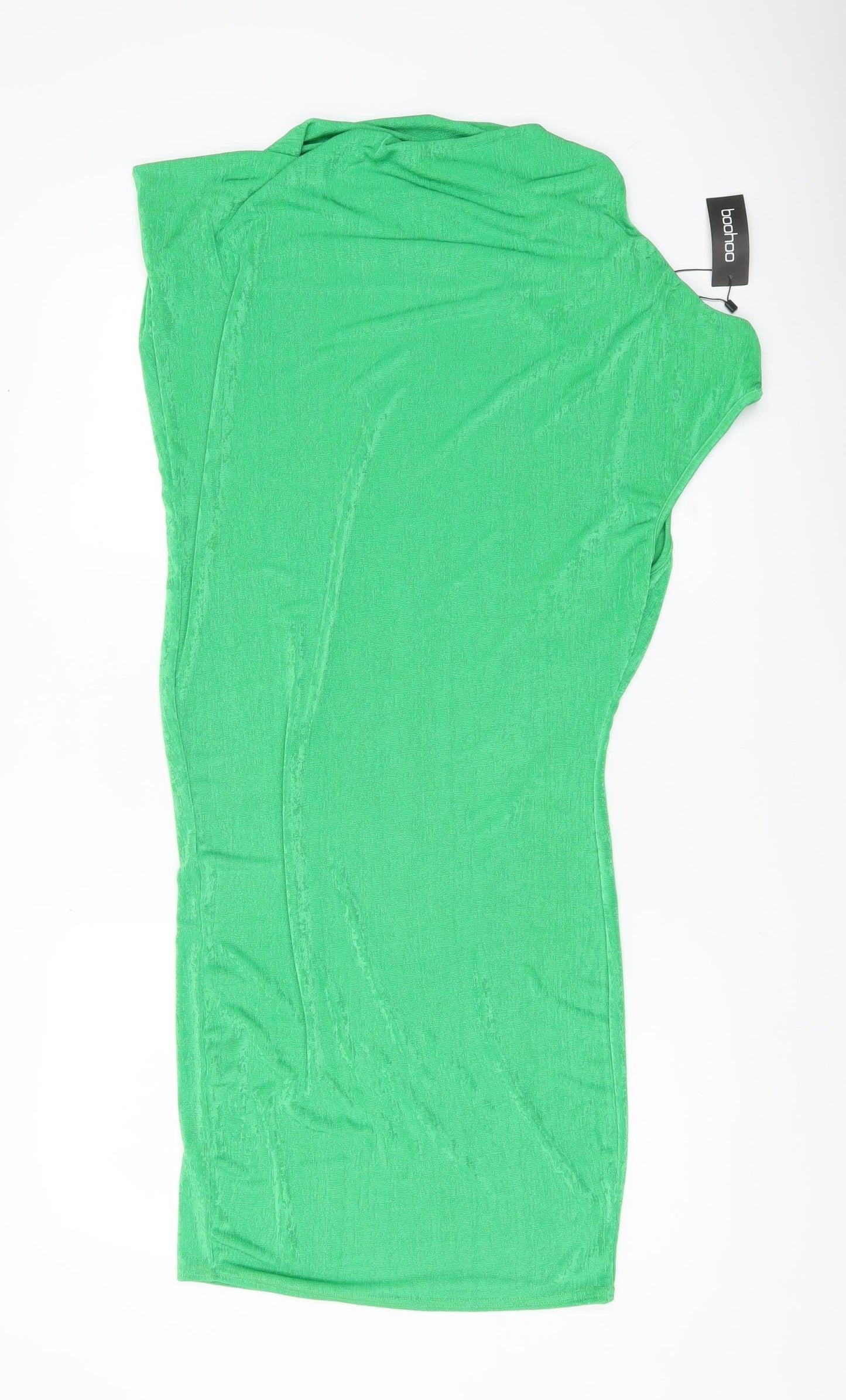 Boohoo Womens Green Bodycon Midi Dress Size 14 Sleeveless Scoop Neck