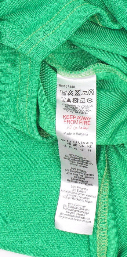 Boohoo Womens Green Bodycon Midi Dress Size 14 Sleeveless Scoop Neck