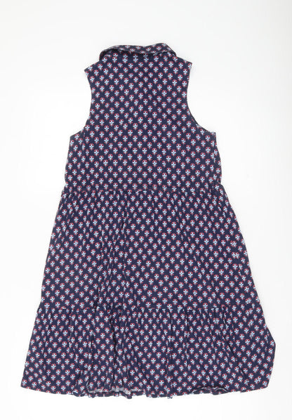 Monsoon Women’s Blue Geometric Cotton A-Line Dress Size S