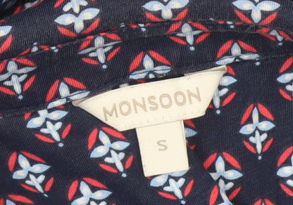 Monsoon Women’s Blue Geometric Cotton A-Line Dress Size S