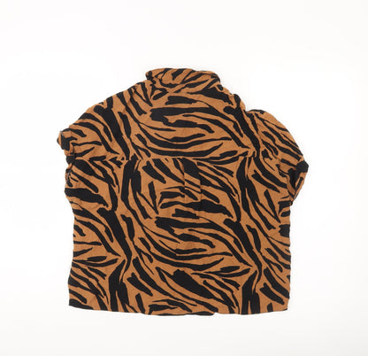New Look Women Brown Animal Print Button-Up Shirt UK 10