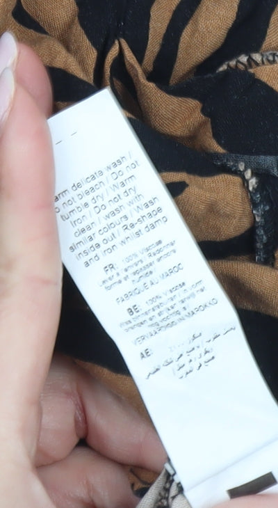 New Look Women Brown Animal Print Button-Up Shirt UK 10