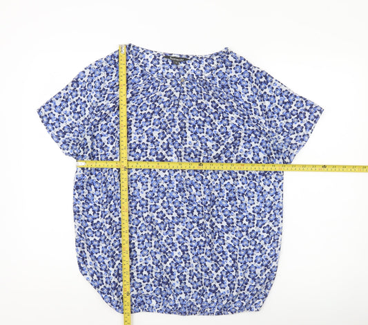 Bonmarché Women’s Blue Floral Blouse Size 14 Tunic Short Sleeve