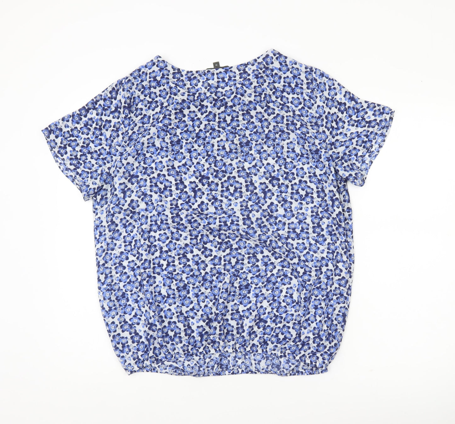 Bonmarché Women’s Blue Floral Blouse Size 14 Tunic Short Sleeve