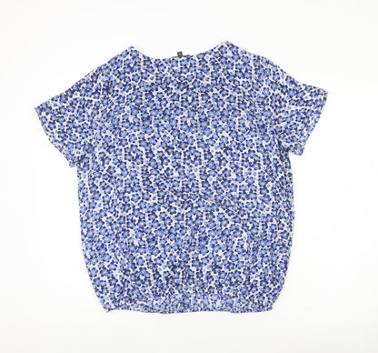 Bonmarché Women’s Blue Floral Blouse Size 14 Tunic Short Sleeve