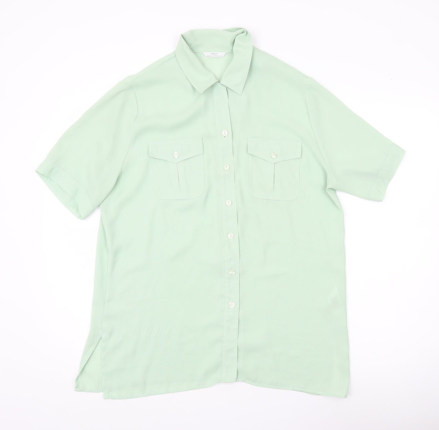Womens UK Size 14 Marks and Spencer Green Basic Button-Up