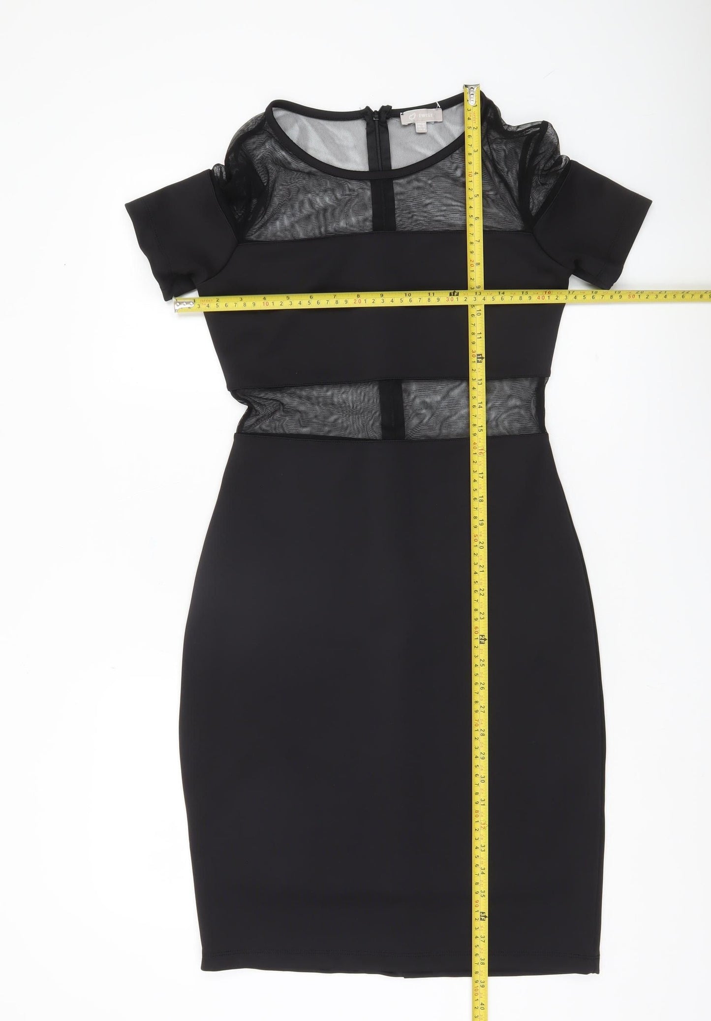 Twist Women Black Size 10 Bodycon Mesh Zip Party Cocktail Dress