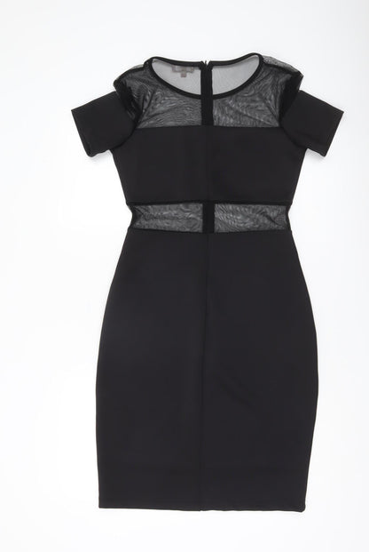 Twist Women Black Size 10 Bodycon Mesh Zip Party Cocktail Dress