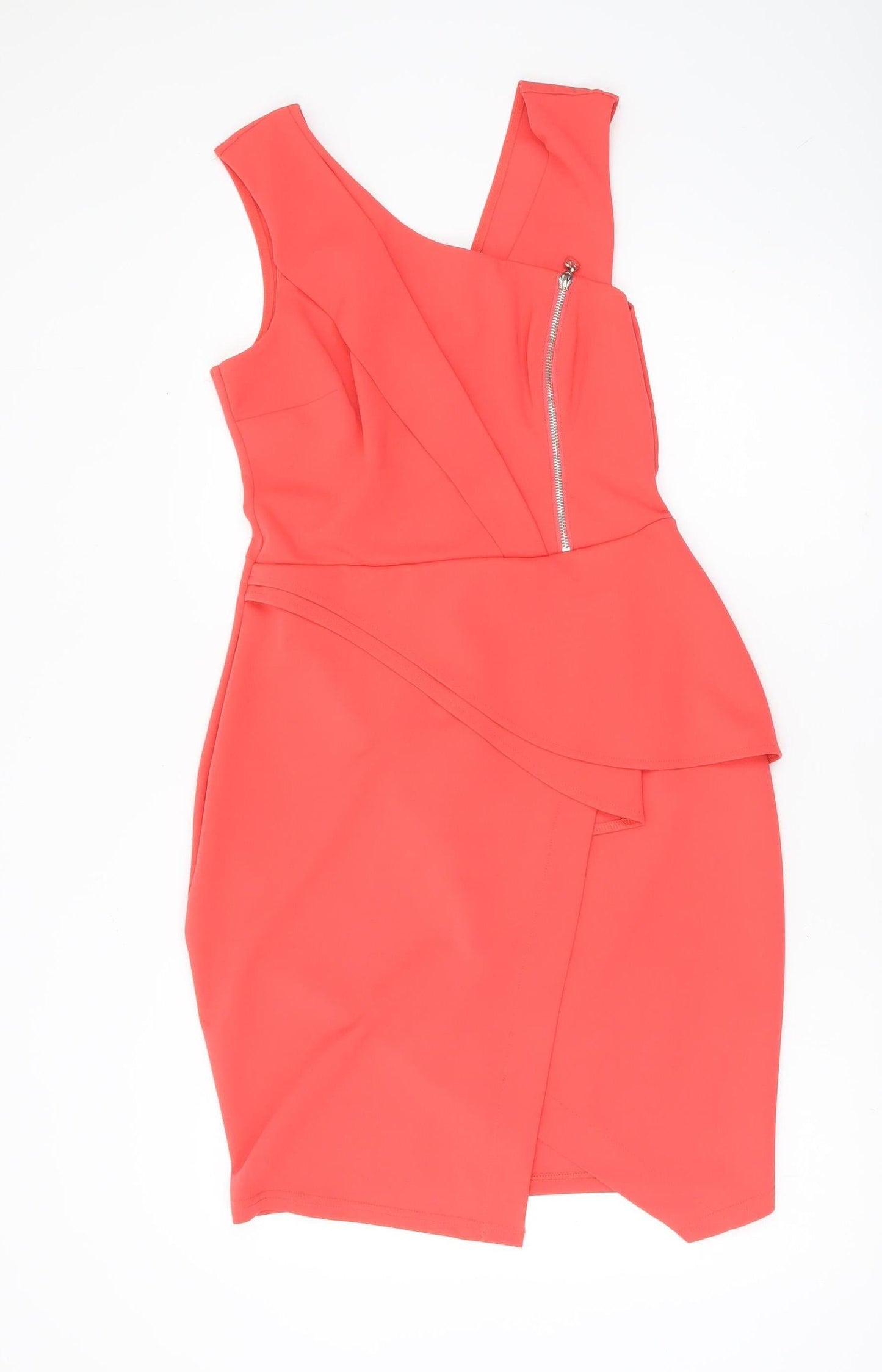 Lipsy Women’s Pink Bodycon Dress UK 12 Sleeveless V-Neck Party