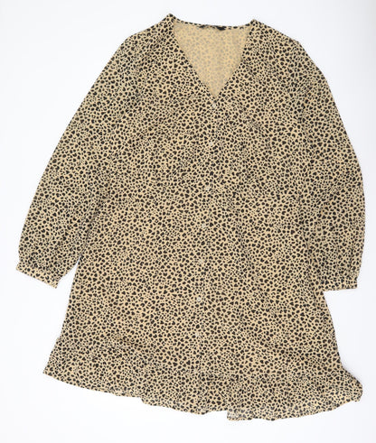 Very Women’s Beige Leopard Print Shift Dress Size 18 V-Neck