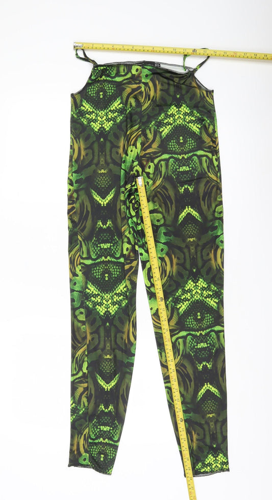 Womens UK Size 14 PRETTYLITTLETHING Slim Fit Leggings Green Trousers