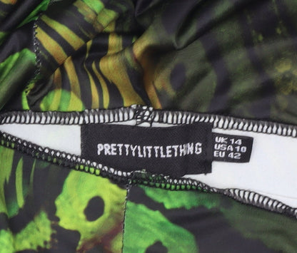 Womens UK Size 14 PRETTYLITTLETHING Slim Fit Leggings Green Trousers