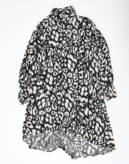 Apricot Women’s Black Animal Print Hi-Low Shirt Dress Size 12