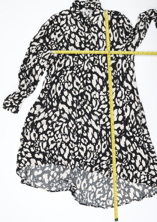 Apricot Women’s Black Animal Print Hi-Low Shirt Dress Size 12
