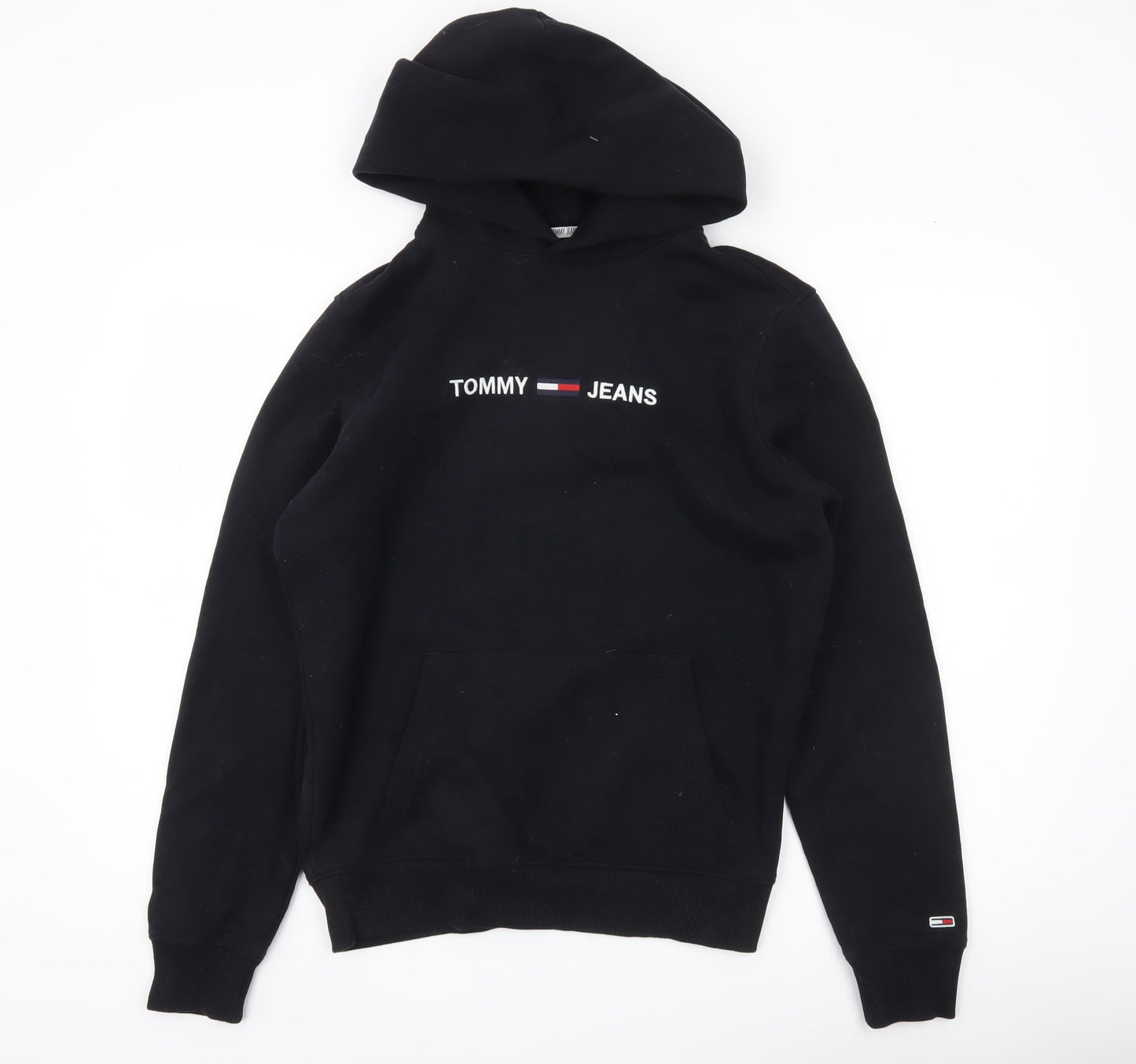 Tommy Jeans Men’s Black Pullover Hoodie Small Logo Embroidered