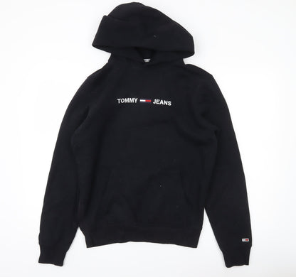 Tommy Jeans Men’s Black Pullover Hoodie Small Logo Embroidered