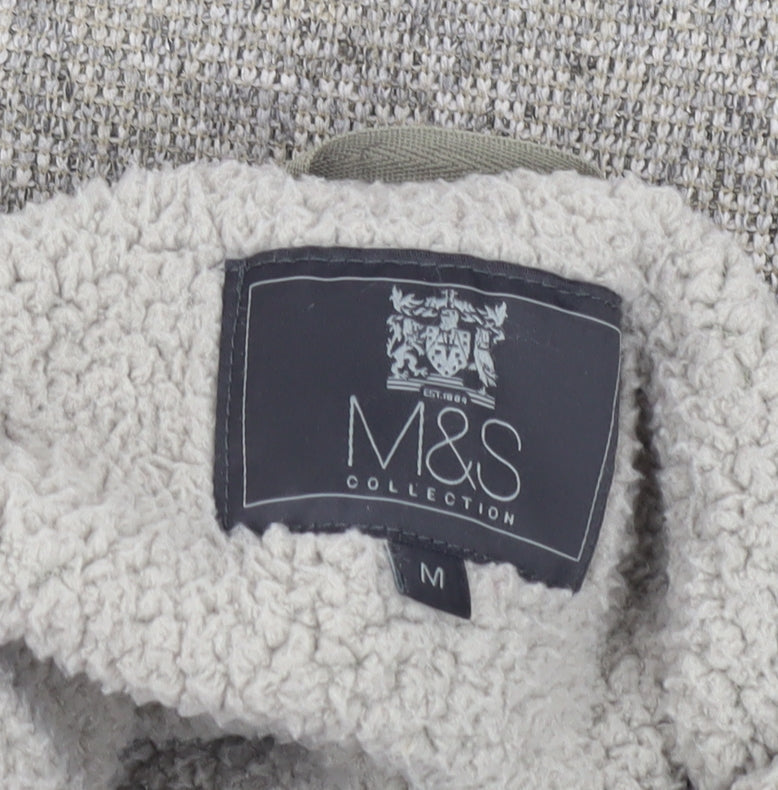 Marks and Spencer Mens Grey Knit Full Zip Jacket Size M