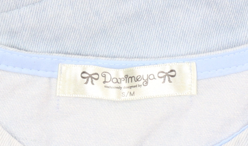 Darimeya Women’s Blue White Lace Tunic Blouse S Regular