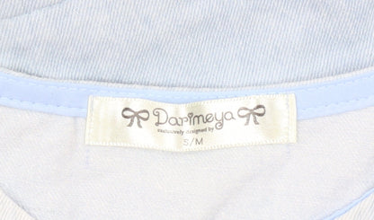 Darimeya Women’s Blue White Lace Tunic Blouse S Regular