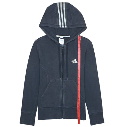 Adidas Womens Black Full Zip Hoodie Sweatshirt Size M 12-14 UK