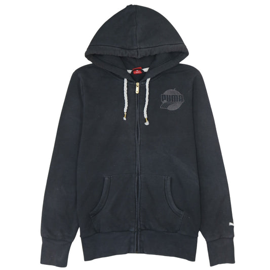 Puma Women's Black Full Zip Hoodie Size 14 UK Cotton Blend