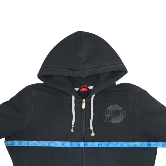 Puma Women's Black Full Zip Hoodie Size 14 UK Cotton Blend