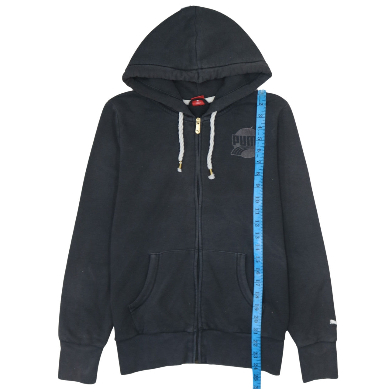 Puma Women's Black Full Zip Hoodie Size 14 UK Cotton Blend